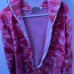 Bape ABC Shark full zip up Hoodie Pink Size L